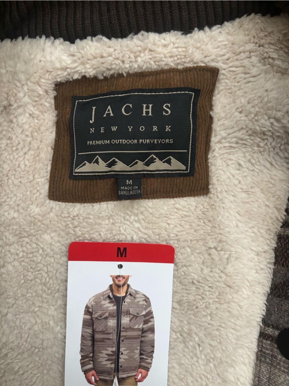 Jachs Brown Sherpa Lined Wool Blend Jacket Heavyweight Size M - Picture 8 of 8